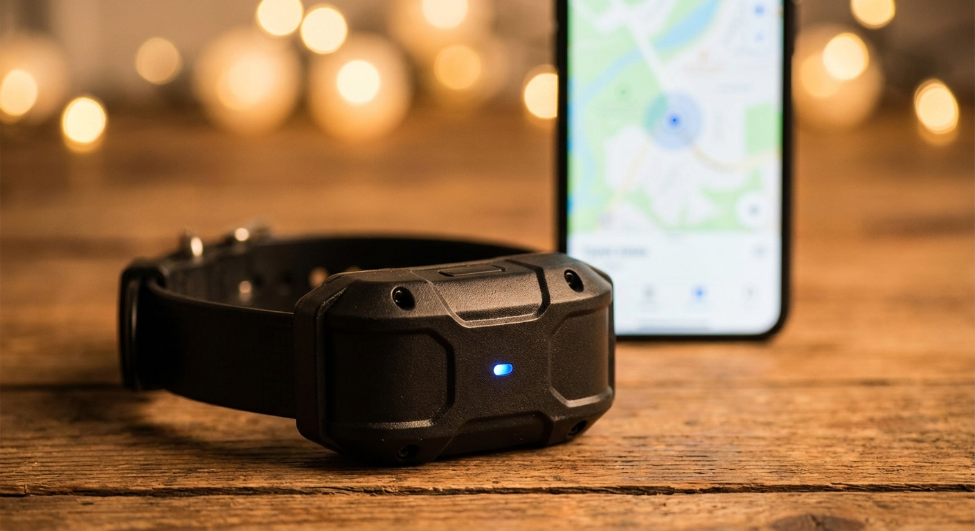 GPS pet tracker collar with smartphone tracking app
