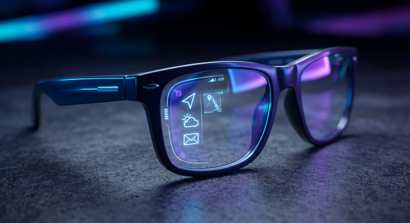 Smart glasses displaying augmented reality interface
